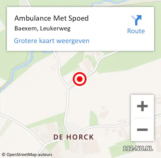 Locatie op kaart van de 112 melding: Ambulance Met Spoed Naar Baexem, Leukerweg op 27 januari 2020 10:17