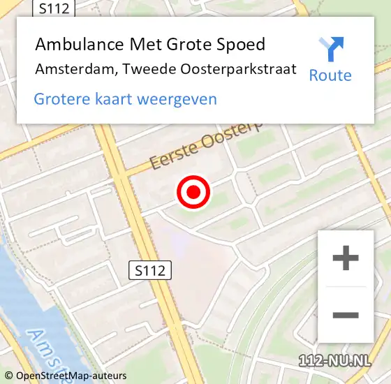 Locatie op kaart van de 112 melding: Ambulance Met Grote Spoed Naar Amsterdam, Tweede Oosterparkstraat op 27 januari 2020 10:22