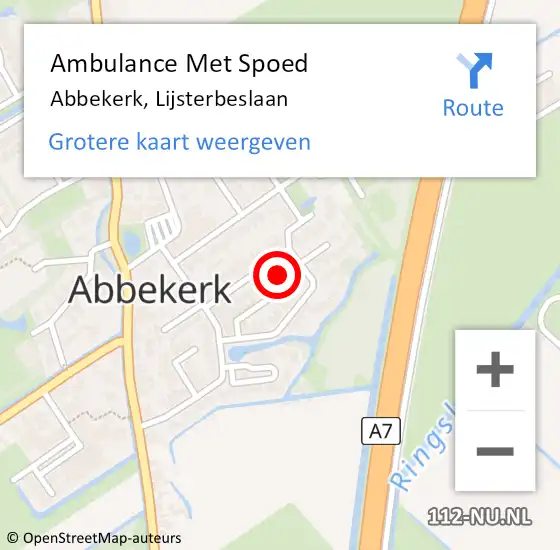 Locatie op kaart van de 112 melding: Ambulance Met Spoed Naar Abbekerk, Lijsterbeslaan op 26 april 2014 17:25