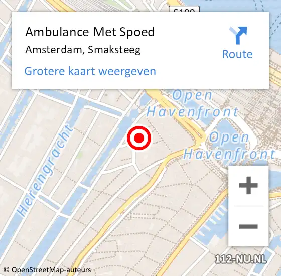 Locatie op kaart van de 112 melding: Ambulance Met Spoed Naar Amsterdam, Smaksteeg op 27 januari 2020 11:26