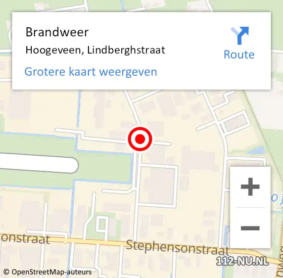 Locatie op kaart van de 112 melding: Brandweer Hoogeveen, Lindberghstraat op 27 januari 2020 11:37