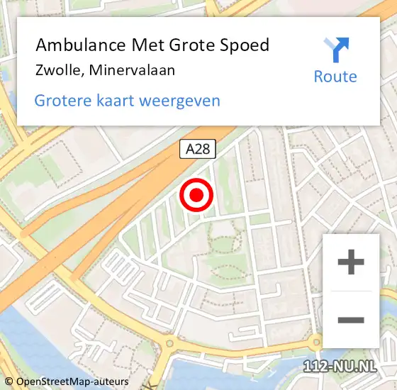 Locatie op kaart van de 112 melding: Ambulance Met Grote Spoed Naar Zwolle, Minervalaan op 27 januari 2020 12:26