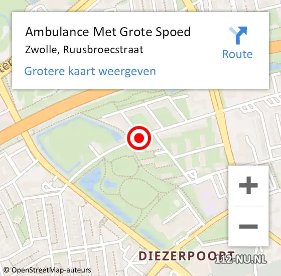 Locatie op kaart van de 112 melding: Ambulance Met Grote Spoed Naar Zwolle, Ruusbroecstraat op 27 januari 2020 12:28