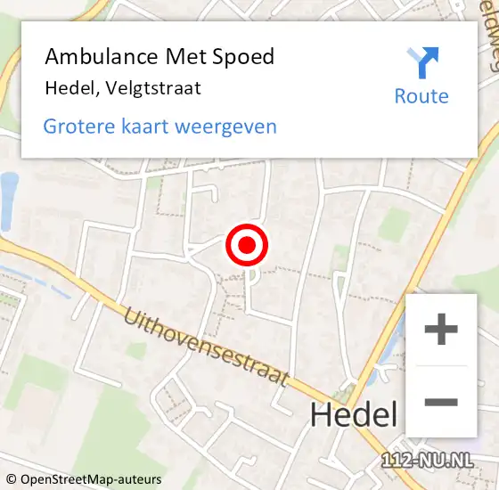 Locatie op kaart van de 112 melding: Ambulance Met Spoed Naar Hedel, Velgtstraat op 27 januari 2020 12:40