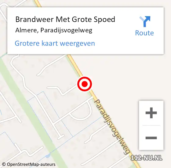 Locatie op kaart van de 112 melding: Brandweer Met Grote Spoed Naar Almere, Paradijsvogelweg op 27 januari 2020 12:50