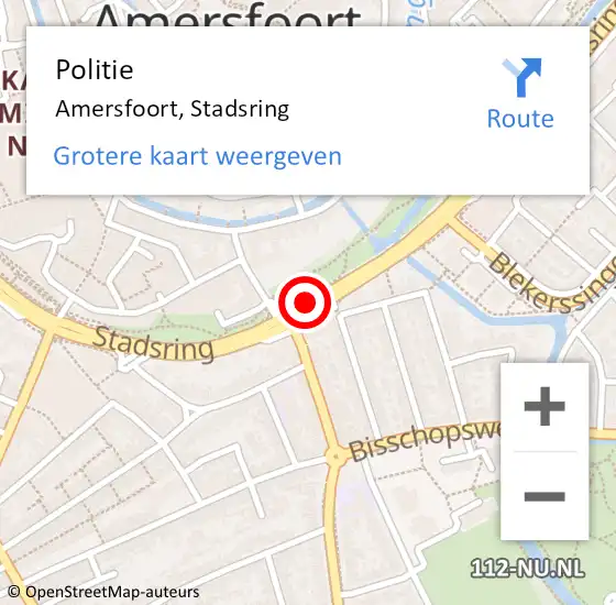 Locatie op kaart van de 112 melding: Politie Amersfoort, Stadsring op 27 januari 2020 12:58