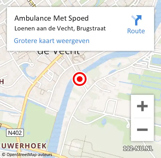 Locatie op kaart van de 112 melding: Ambulance Met Spoed Naar Loenen aan de Vecht, Brugstraat op 27 januari 2020 13:15