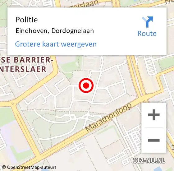 Locatie op kaart van de 112 melding: Politie Eindhoven, Dordognelaan op 27 januari 2020 13:53