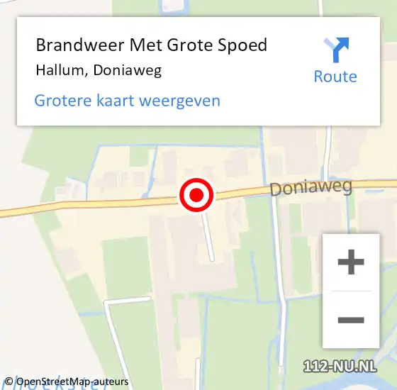 Locatie op kaart van de 112 melding: Brandweer Met Grote Spoed Naar Hallum, Doniaweg op 27 januari 2020 16:05