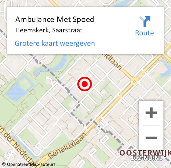 Locatie op kaart van de 112 melding: Ambulance Met Spoed Naar Heemskerk, Saarstraat op 27 januari 2020 16:19