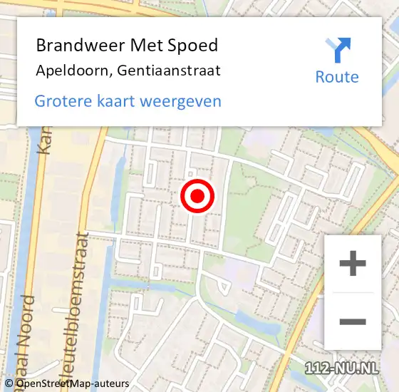 Locatie op kaart van de 112 melding: Brandweer Met Spoed Naar Apeldoorn, Gentiaanstraat op 27 januari 2020 16:20