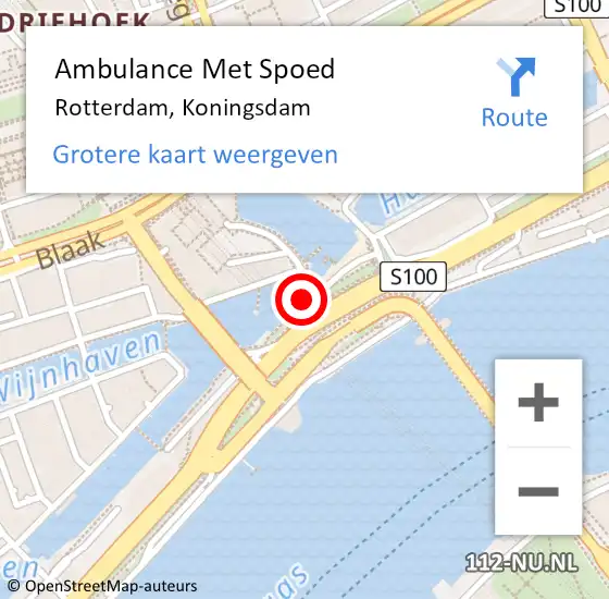 Locatie op kaart van de 112 melding: Ambulance Met Spoed Naar Rotterdam, Koningsdam op 27 januari 2020 16:23