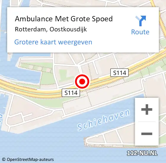 Locatie op kaart van de 112 melding: Ambulance Met Grote Spoed Naar Rotterdam, Oostkousdijk op 27 januari 2020 17:00
