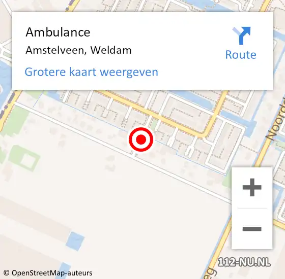 Locatie op kaart van de 112 melding: Ambulance Amstelveen, Weldam op 27 januari 2020 17:01