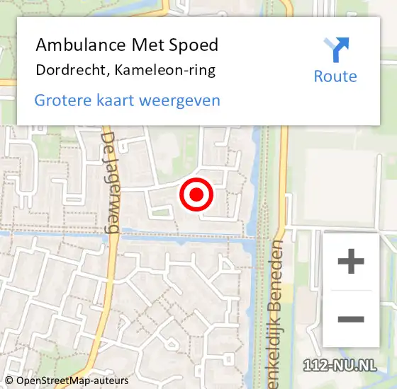 Locatie op kaart van de 112 melding: Ambulance Met Spoed Naar Dordrecht, Kameleon-ring op 27 januari 2020 17:38