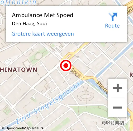 Locatie op kaart van de 112 melding: Ambulance Met Spoed Naar Den Haag, Spui op 27 januari 2020 18:07