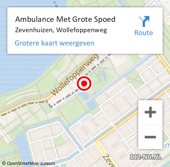 Locatie op kaart van de 112 melding: Ambulance Met Grote Spoed Naar Zevenhuizen, Wollefoppenweg op 27 januari 2020 20:44