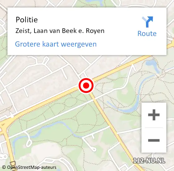 Locatie op kaart van de 112 melding: Politie Zeist, Laan Van Beek En Royen op 27 januari 2020 20:45