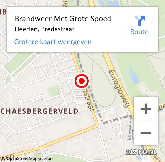 Locatie op kaart van de 112 melding: Brandweer Met Grote Spoed Naar Heerlen, Bredastraat op 27 januari 2020 20:48