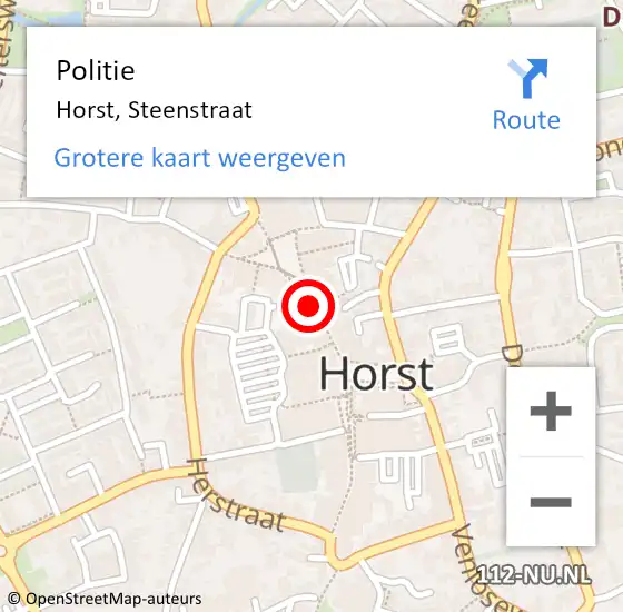 Locatie op kaart van de 112 melding: Politie Horst, Steenstraat op 27 januari 2020 21:45