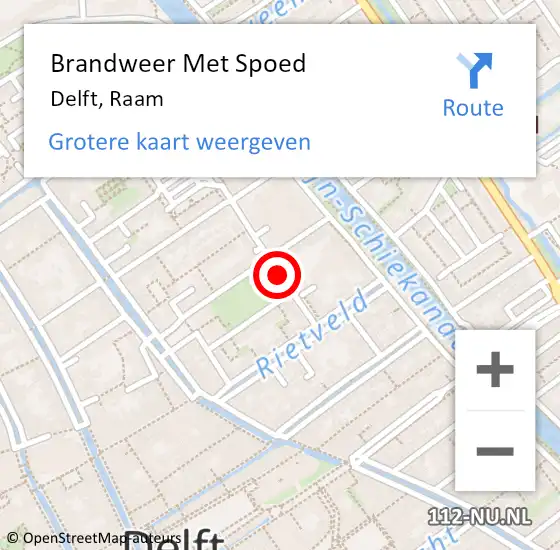 Locatie op kaart van de 112 melding: Brandweer Met Spoed Naar Delft, Raam op 27 januari 2020 22:04