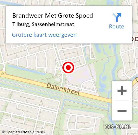 Locatie op kaart van de 112 melding: Brandweer Met Grote Spoed Naar Tilburg, Sassenheimstraat op 27 januari 2020 23:14