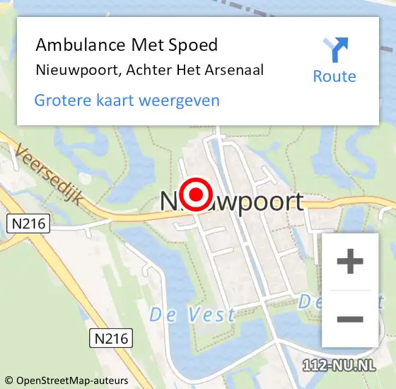 Locatie op kaart van de 112 melding: Ambulance Met Spoed Naar Nieuwpoort, Achter Het Arsenaal op 26 april 2014 18:32