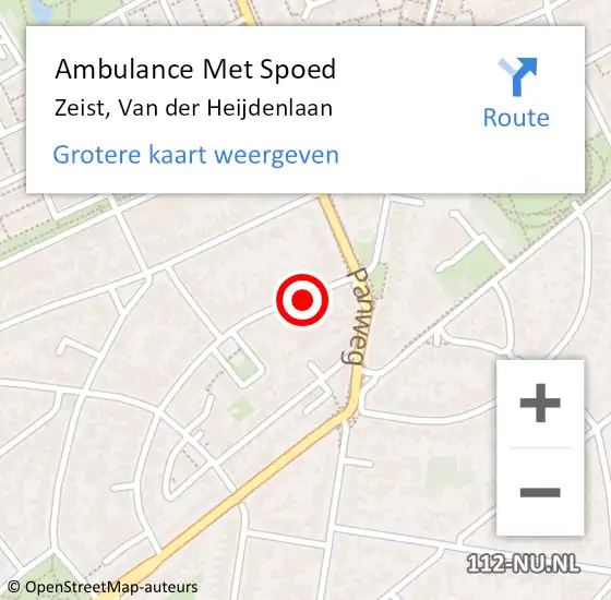 Locatie op kaart van de 112 melding: Ambulance Met Spoed Naar Zeist, Van der Heijdenlaan op 27 januari 2020 23:39