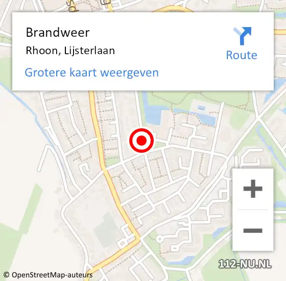 Locatie op kaart van de 112 melding: Brandweer Rhoon, Lijsterlaan op 28 januari 2020 00:06