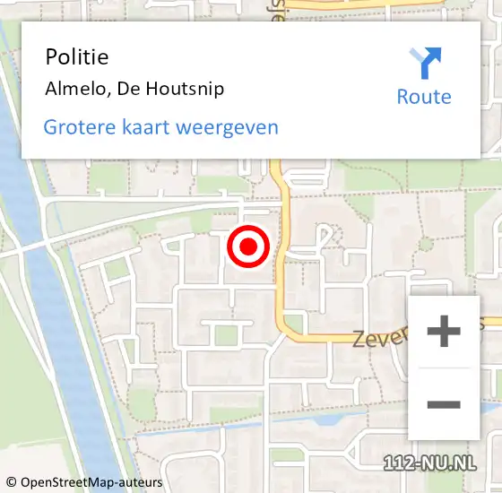 Locatie op kaart van de 112 melding: Politie Almelo, De Houtsnip op 28 januari 2020 01:49