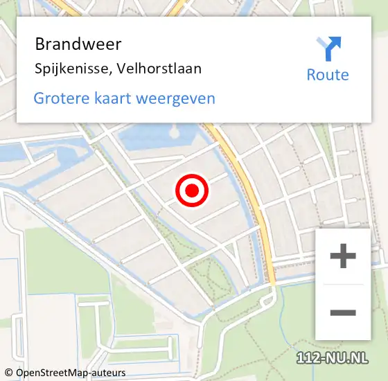 Locatie op kaart van de 112 melding: Brandweer Spijkenisse, Velhorstlaan op 28 januari 2020 02:13
