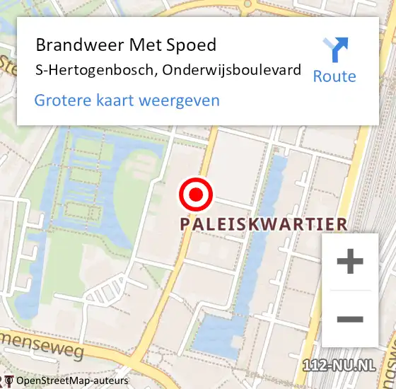 Locatie op kaart van de 112 melding: Brandweer Met Spoed Naar S-Hertogenbosch, Onderwijsboulevard op 28 januari 2020 02:28