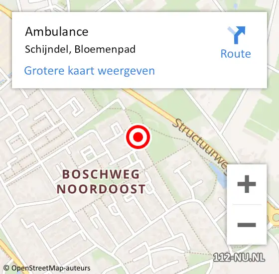 Locatie op kaart van de 112 melding: Ambulance Schijndel, Bloemenpad op 28 januari 2020 02:49