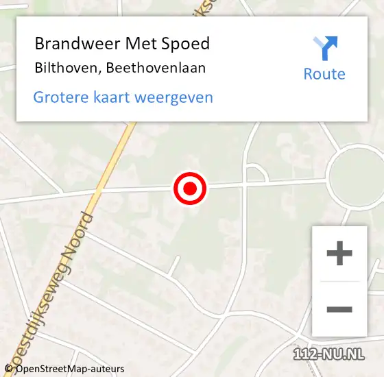 Locatie op kaart van de 112 melding: Brandweer Met Spoed Naar Bilthoven, Beethovenlaan op 28 januari 2020 04:01