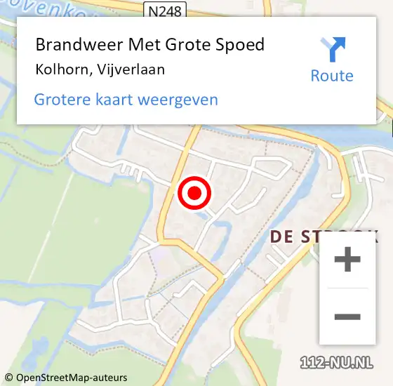 Locatie op kaart van de 112 melding: Brandweer Met Grote Spoed Naar Kolhorn, Vijverlaan op 28 januari 2020 05:07