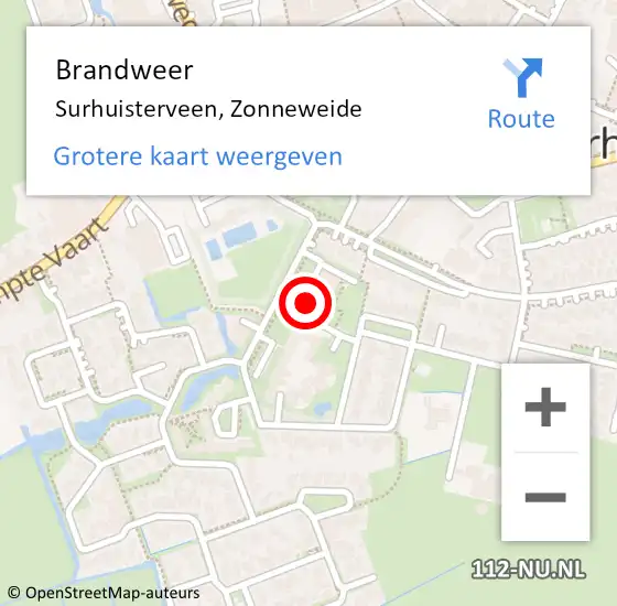 Locatie op kaart van de 112 melding: Brandweer Surhuisterveen, Zonneweide op 28 januari 2020 07:59