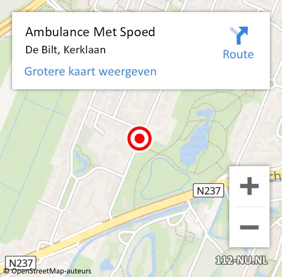 Locatie op kaart van de 112 melding: Ambulance Met Spoed Naar De Bilt, Kerklaan op 28 januari 2020 08:17