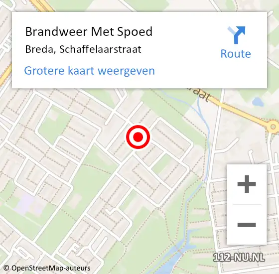 Locatie op kaart van de 112 melding: Brandweer Met Spoed Naar Breda, Schaffelaarstraat op 28 januari 2020 08:23