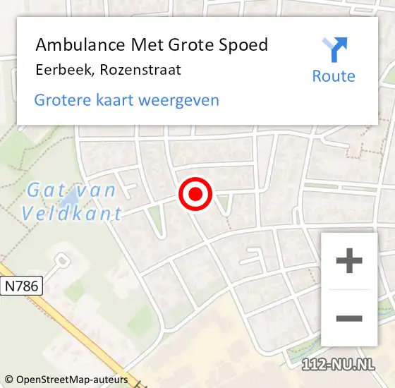 Locatie op kaart van de 112 melding: Ambulance Met Grote Spoed Naar Eerbeek, Rozenstraat op 28 januari 2020 08:26