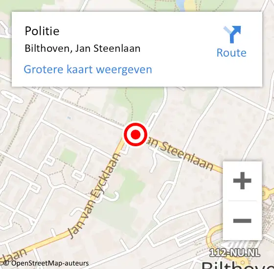 Locatie op kaart van de 112 melding: Politie Bilthoven, Jan Steenlaan op 28 januari 2020 08:48