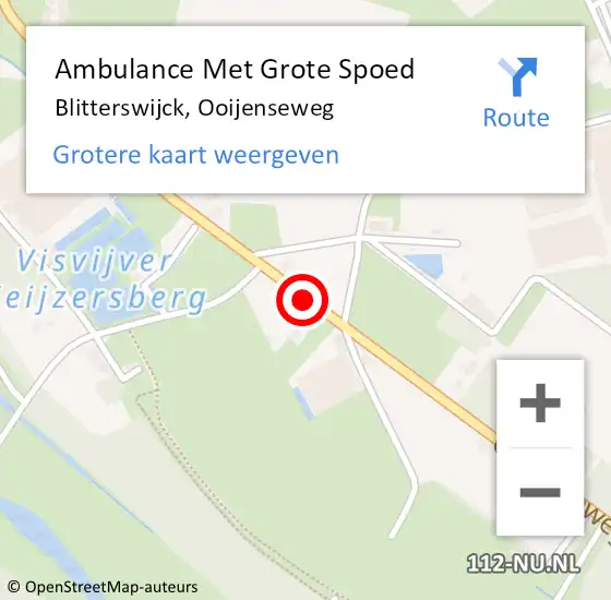 Locatie op kaart van de 112 melding: Ambulance Met Grote Spoed Naar Blitterswijck, Ooijenseweg op 28 januari 2020 08:49