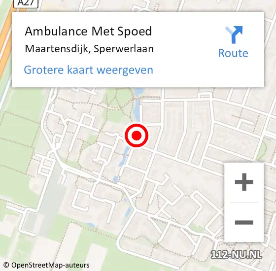 Locatie op kaart van de 112 melding: Ambulance Met Spoed Naar Maartensdijk, Sperwerlaan op 28 januari 2020 09:34