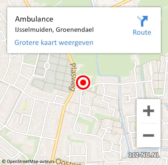 Locatie op kaart van de 112 melding: Ambulance IJsselmuiden, Groenendael op 28 januari 2020 09:51