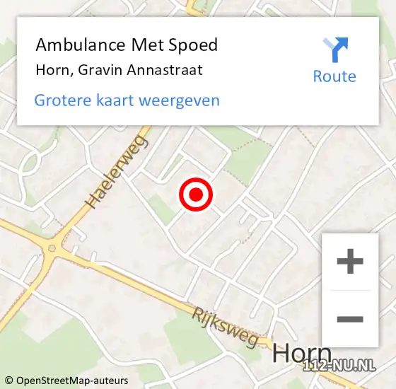 Locatie op kaart van de 112 melding: Ambulance Met Spoed Naar Horn, Gravin Annastraat op 28 januari 2020 11:14
