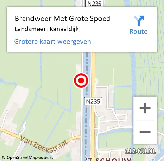 Locatie op kaart van de 112 melding: Brandweer Met Grote Spoed Naar Landsmeer, Kanaaldijk op 28 januari 2020 11:17