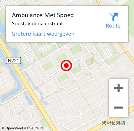 Locatie op kaart van de 112 melding: Ambulance Met Spoed Naar Soest, Valeriaanstraat op 28 januari 2020 12:48