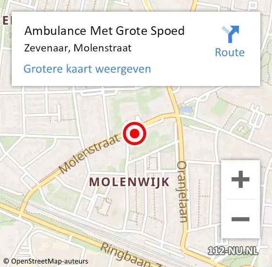 Locatie op kaart van de 112 melding: Ambulance Met Grote Spoed Naar Zevenaar, Molenstraat op 28 januari 2020 12:49