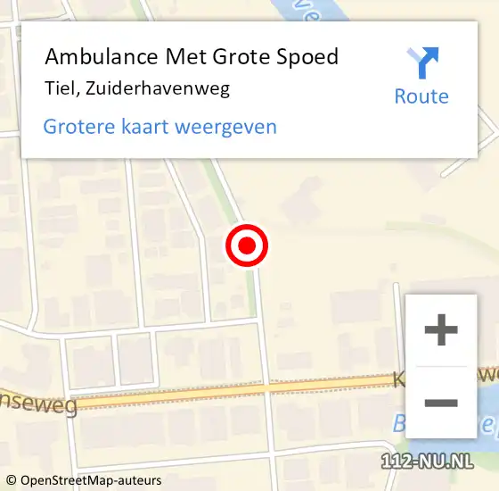 Locatie op kaart van de 112 melding: Ambulance Met Grote Spoed Naar Tiel, Zuiderhavenweg op 28 januari 2020 13:32