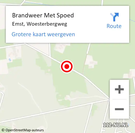 Locatie op kaart van de 112 melding: Brandweer Met Spoed Naar Emst, Woesterbergweg op 28 januari 2020 14:31