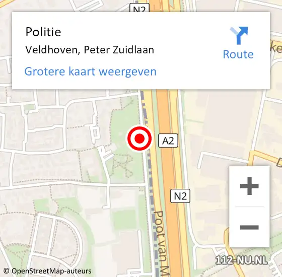 Locatie op kaart van de 112 melding: Politie Veldhoven, Peter Zuidlaan op 28 januari 2020 15:18
